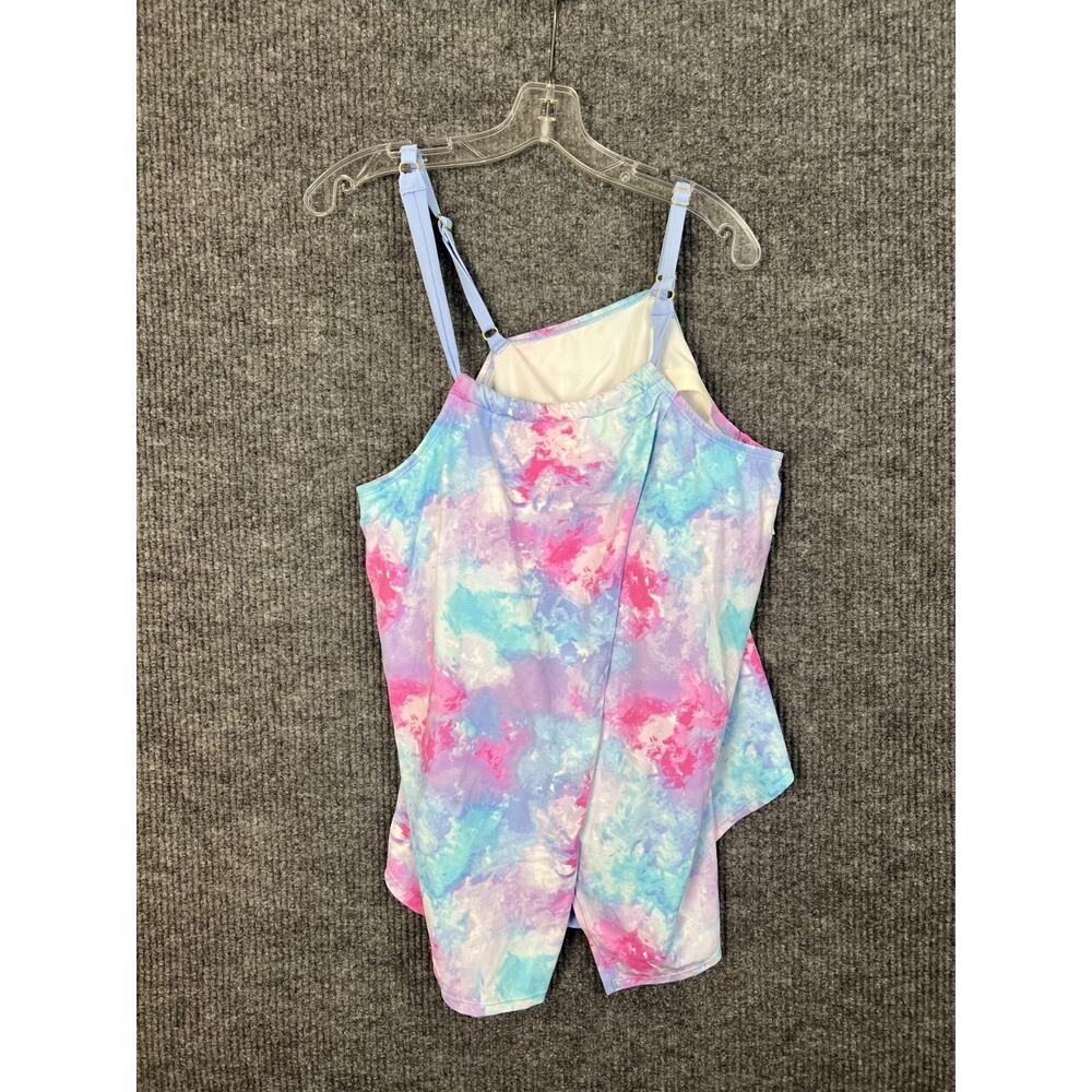 Crown & Ivy Bathing Suit Top Womens 1X Tankini Tie Dye Multi Color Beach